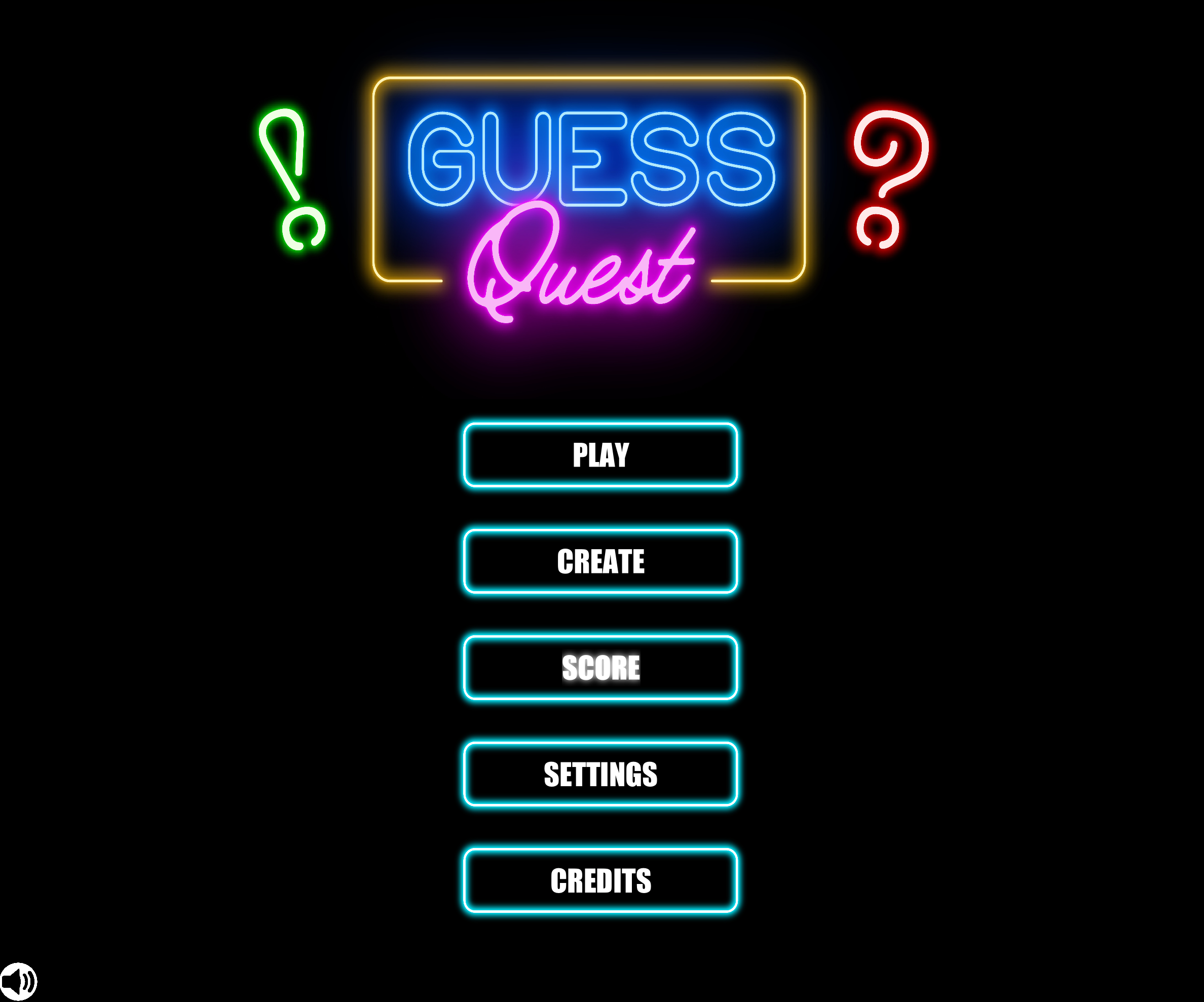 Guess Quest main menu